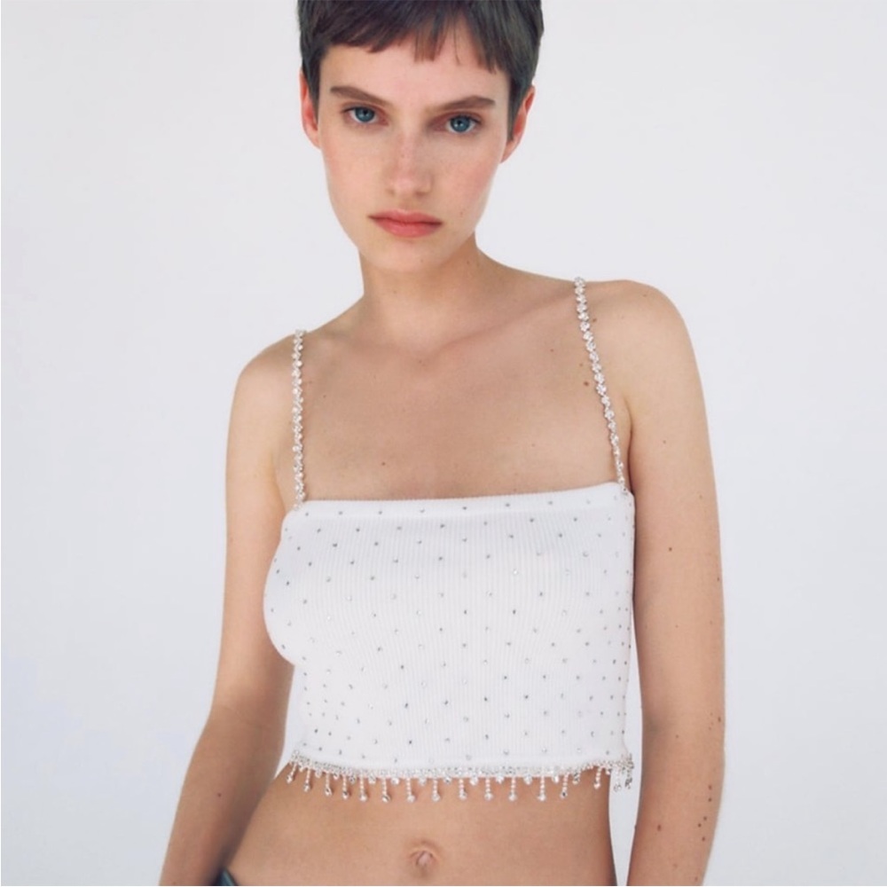 Zara seamless crop top with rhinestones
